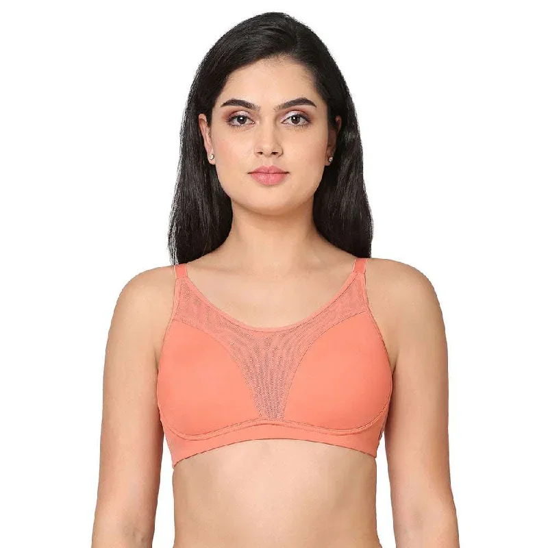 Asean Sports Padded Non-Wired Full Coverage Full Support High Intensity Sports Bra - Orange