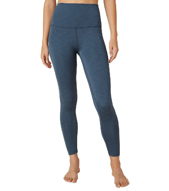 Beyond Yoga Heather Rib High Waisted 7/8 Yoga Leggings Mineral Blue Heather Rib