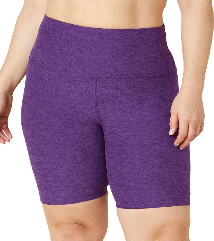 Beyond Yoga Plus Size Spacedye High Waisted Biker Shorts Purple Dahlia Heather