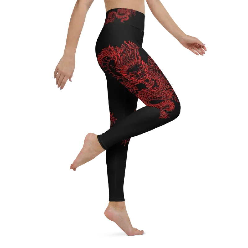 Double Dragon High Waist Womens Yoga Leggings