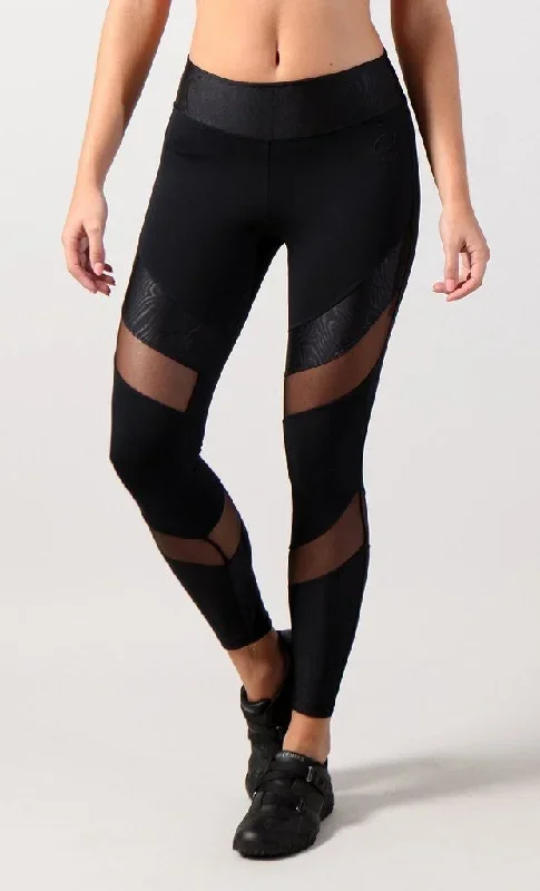 Final Sale! Equilibrium Activewear Legging L7015 Ava Black with Black Mesh