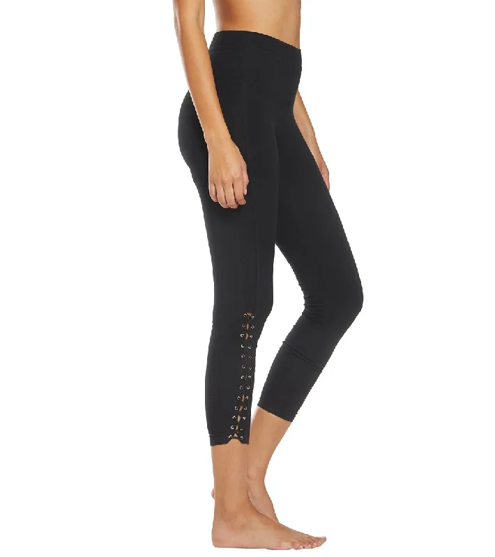 Hard Tail Laced Yoga Capris Black