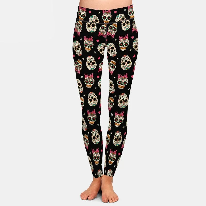 Ladies 3D Mexican Skulls Printed Leggings