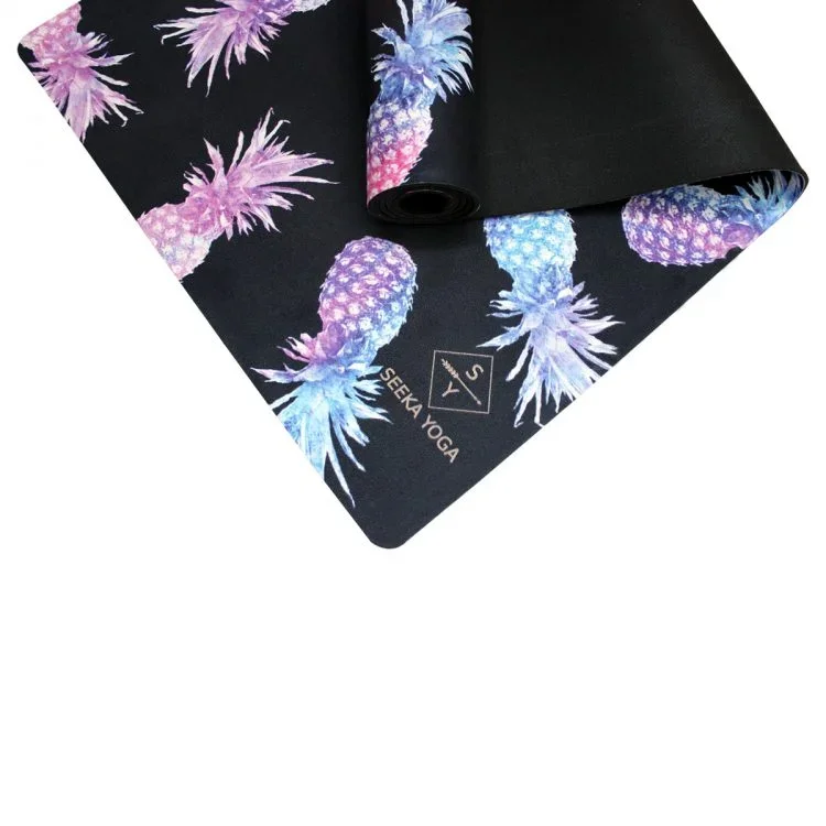 luxe-vegan-suede-microfiber-recycled-rubber-printed-yoga-mat-pineapple