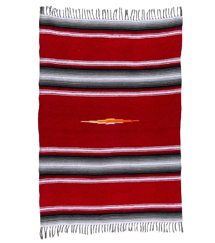 Native Yoga Diamond Design Mexican Yoga Blanket Red