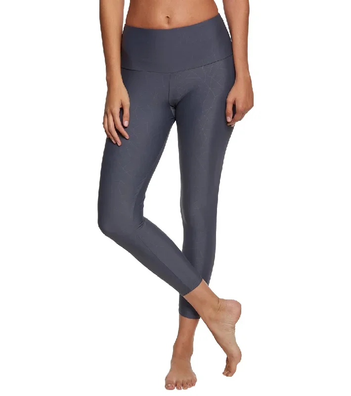 Onzie High Waisted Basic 7/8 Yoga Leggings Slate Grey Geo