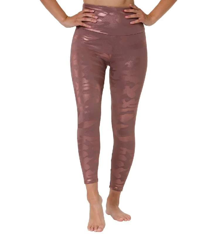 Onzie Printed Foil 7/8 Yoga Leggings Rosegold Camo Foil