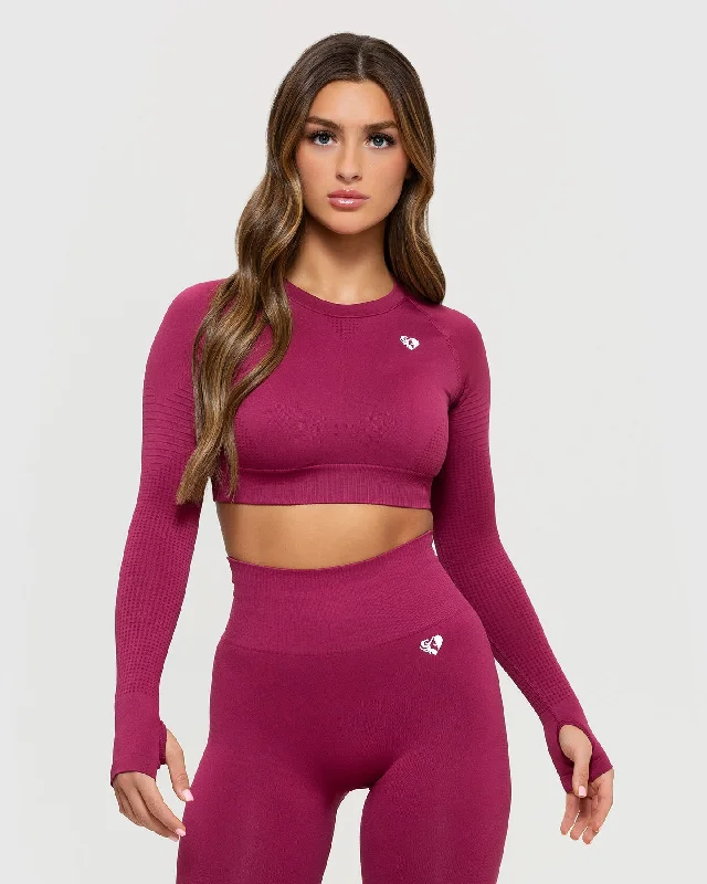 Power Seamless Long Sleeve Crop Top | Raspberry