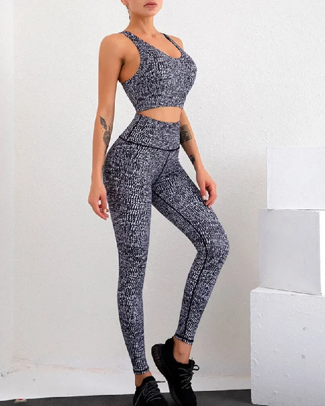 Seamless Yoga Pants Set Fitness Clothing Sportswear High Waist Women Gym Leggings Tights Padded Push-up Sports Bra Sports Sets