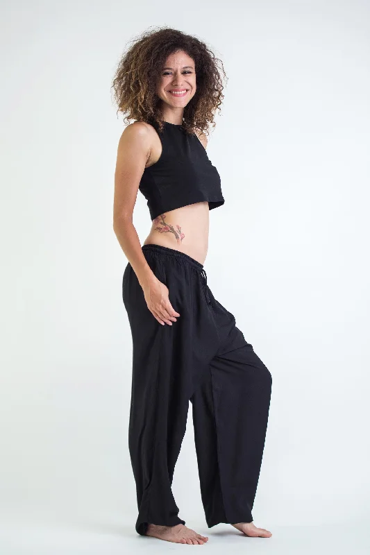 solid-color-drawstring-women-yoga-massage-pants-in-black