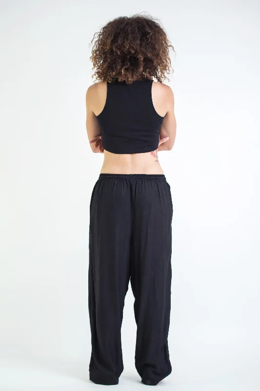 solid-color-drawstring-women-yoga-massage-pants-in-black