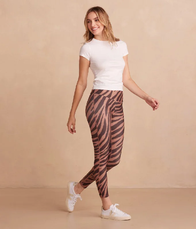 The Do-It-All High Rise 7/8 Leggings - Modern Zebra in Toffee & Sea Urchin